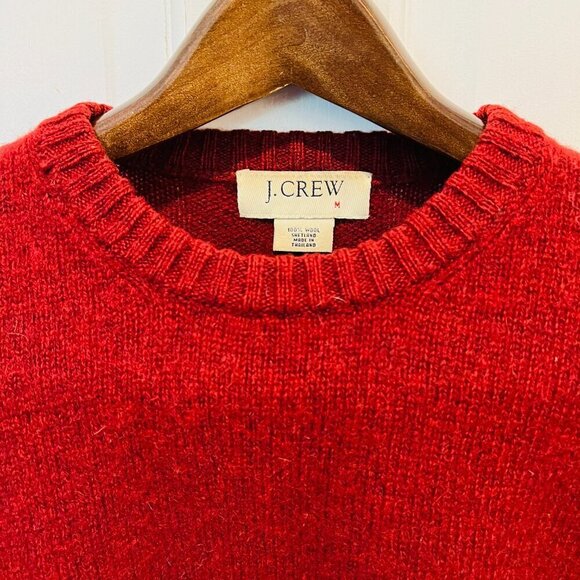 Vintage 90s J CREW Men's Shetland Wool Fisherman Crewneck Sweater Boxy Medium - Picture 3 of 16